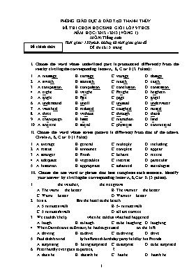 Đề thi chọn học sinh giỏi lớp 9 THCS năm học 2012 - 2013 (vòng 1) môn Tiếng Anh